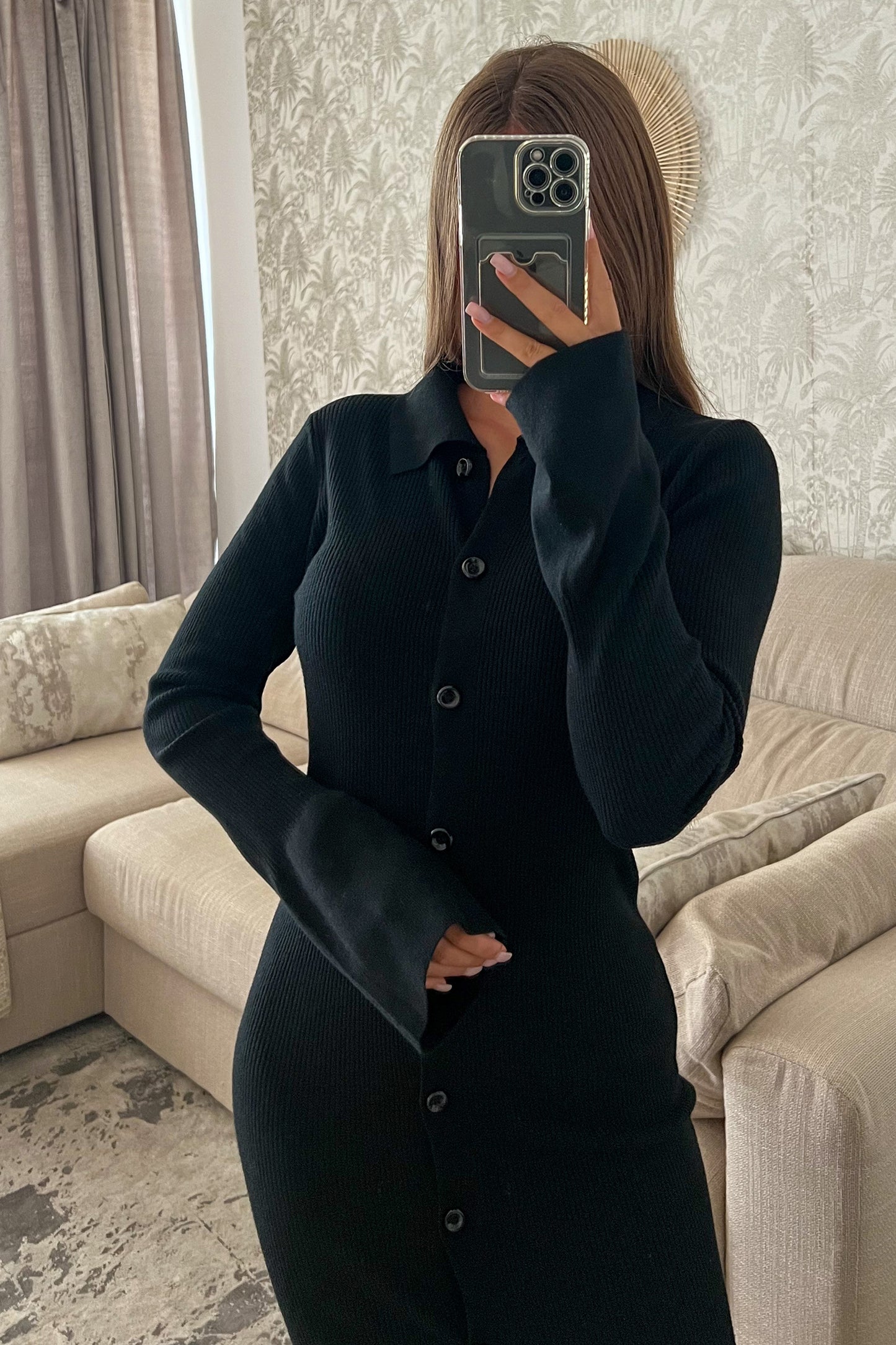 Robe longue en maille NOIRE