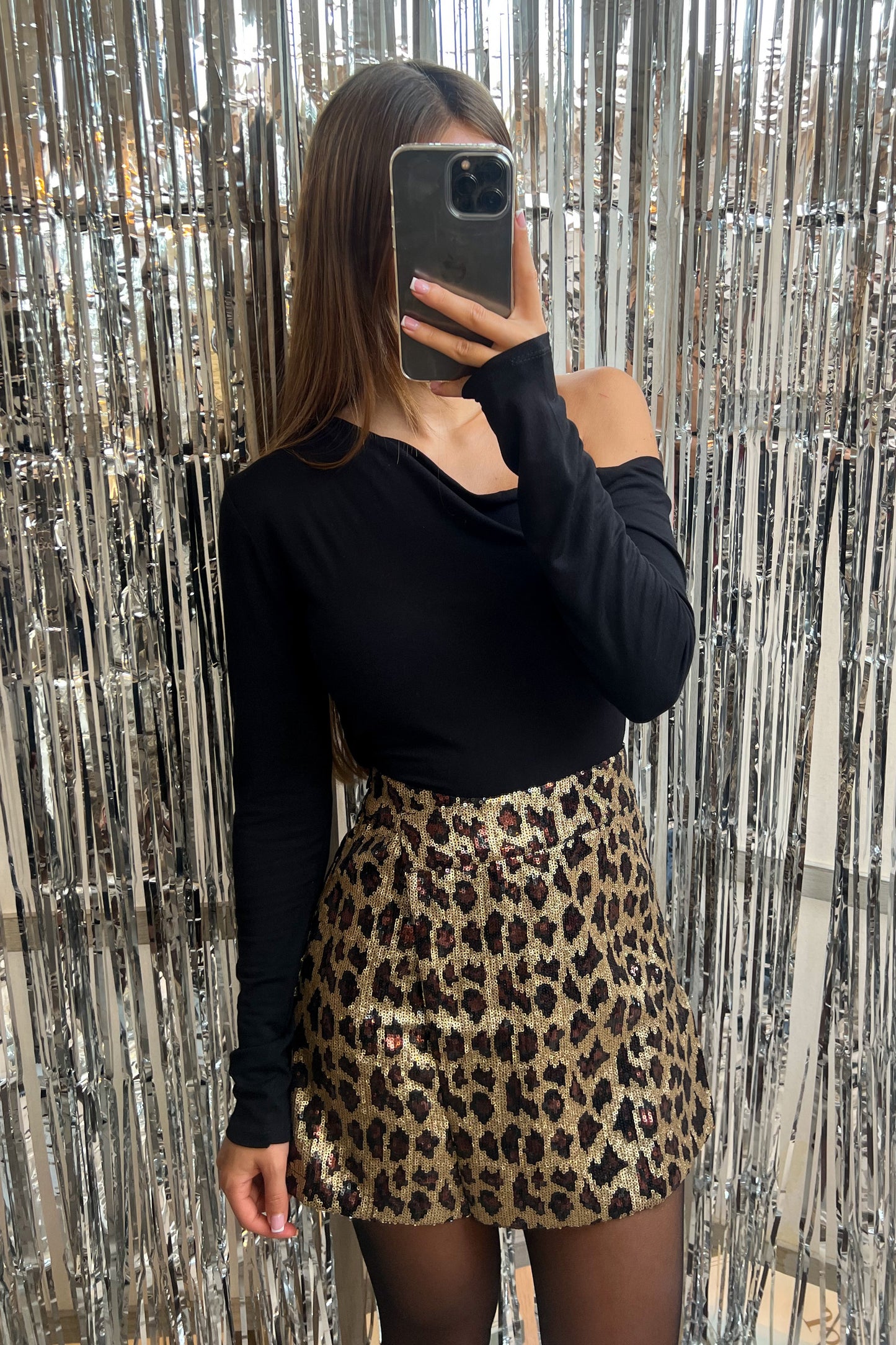 Jupe-short léopard à sequins