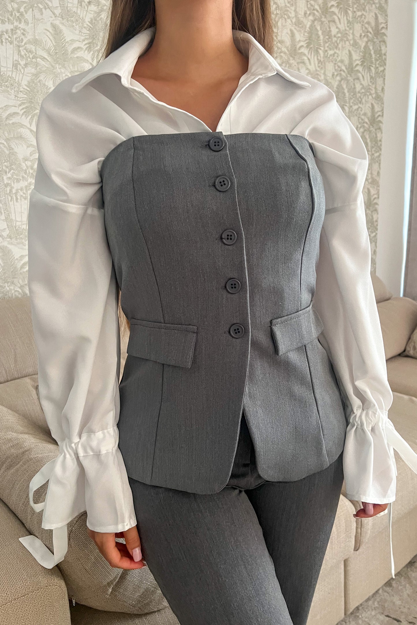 Bustier tailleur JULIETTE gris