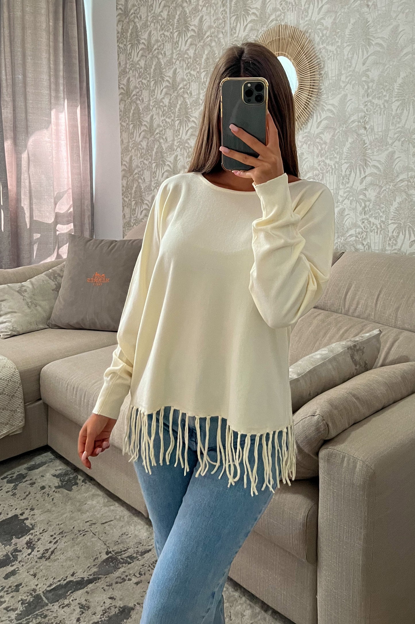 Pull FRANGES beige