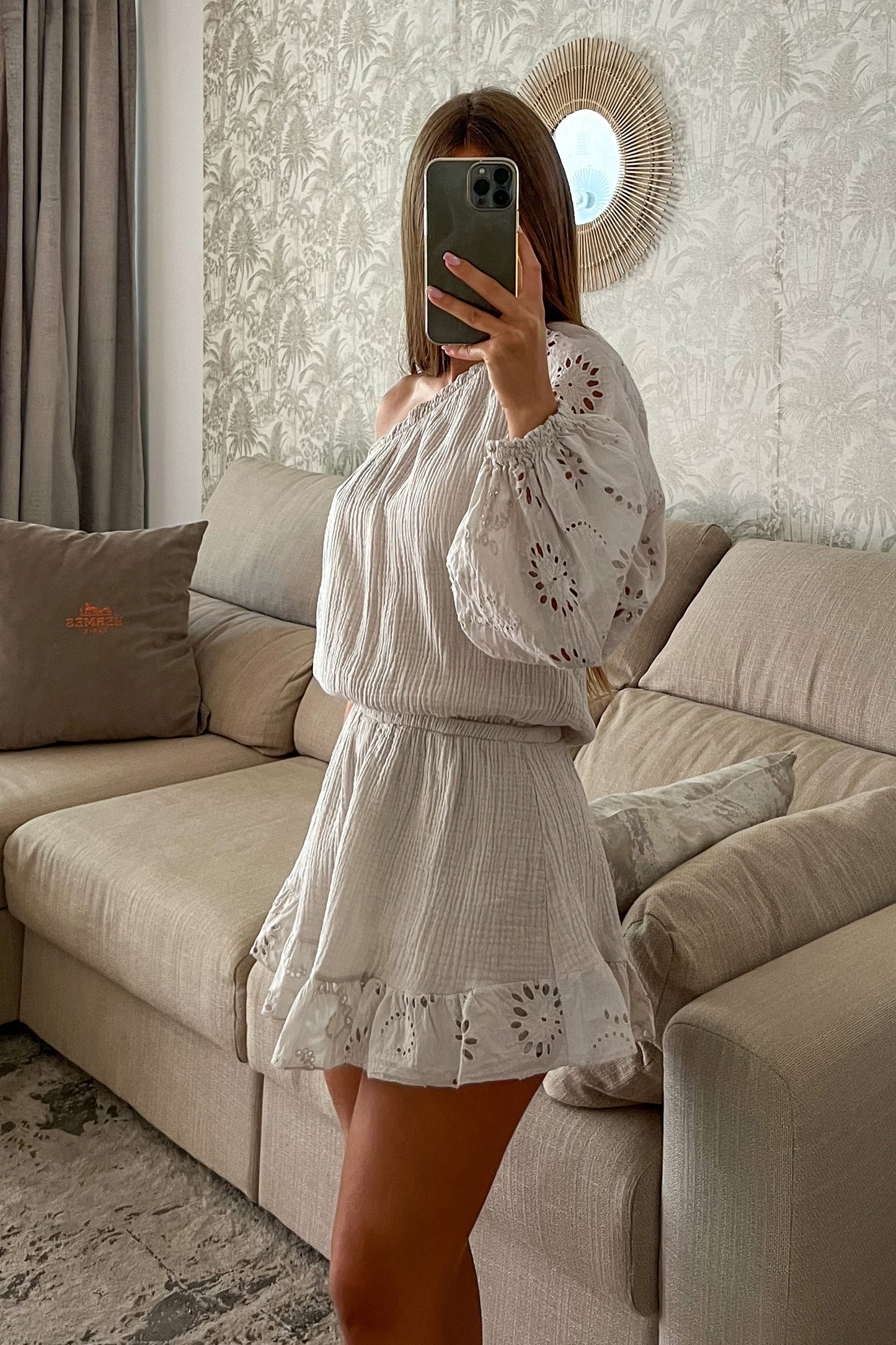 Combishort asymétrique beige