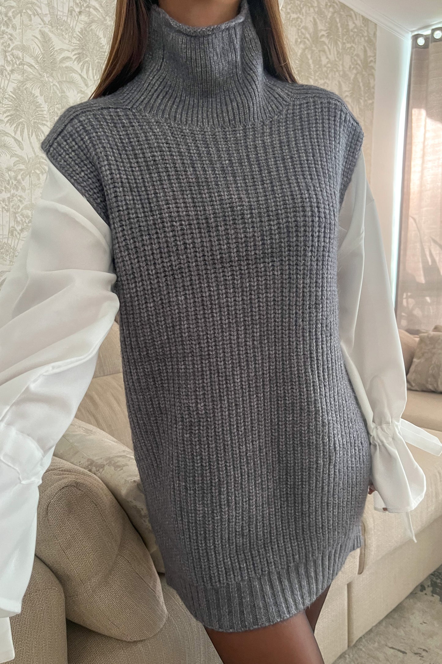 Robe pull en laine GRISE