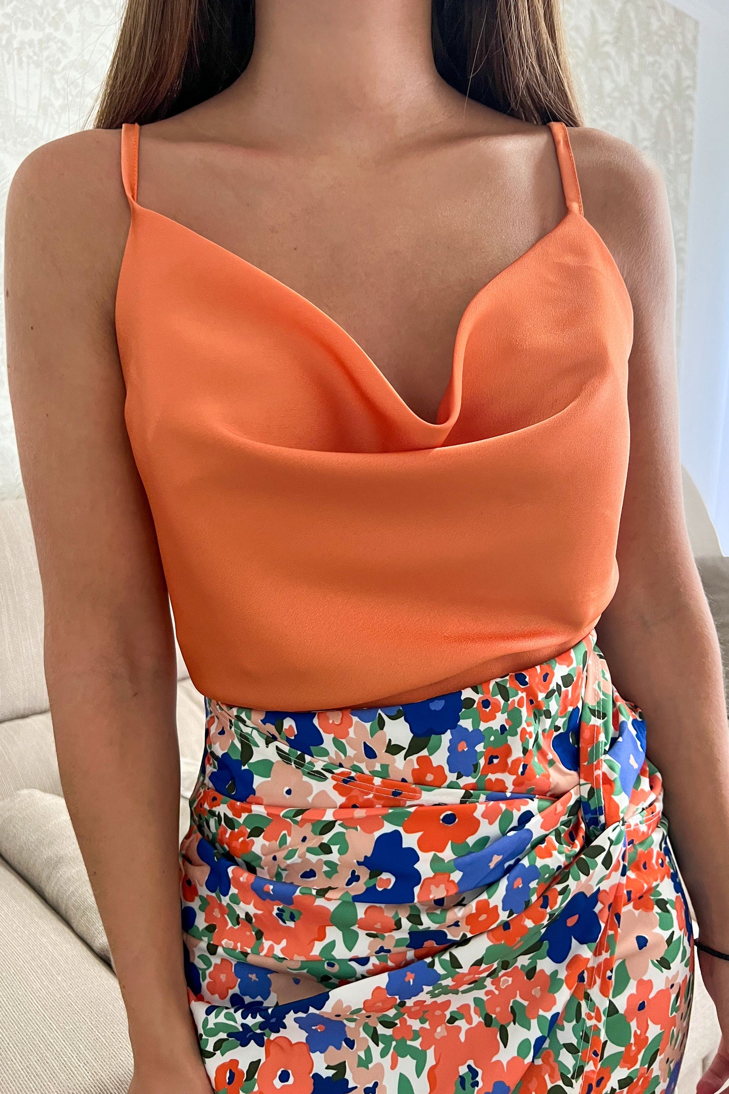 Top en SATIN orange