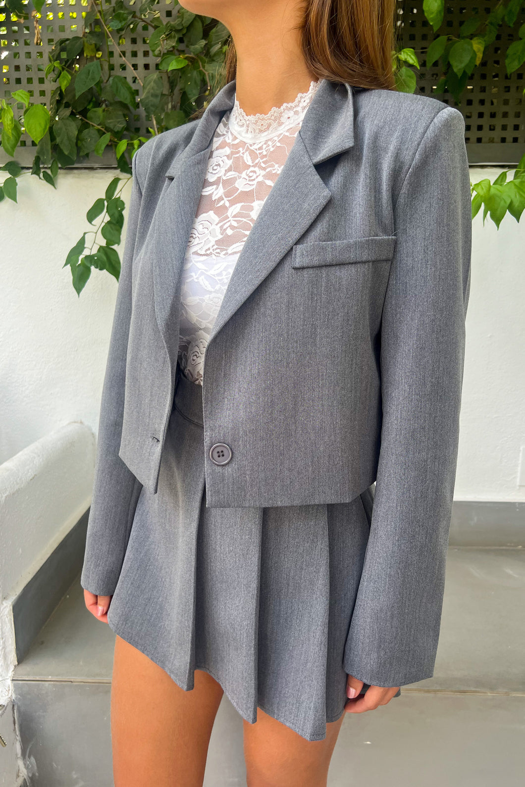 Crop blazer GRIS