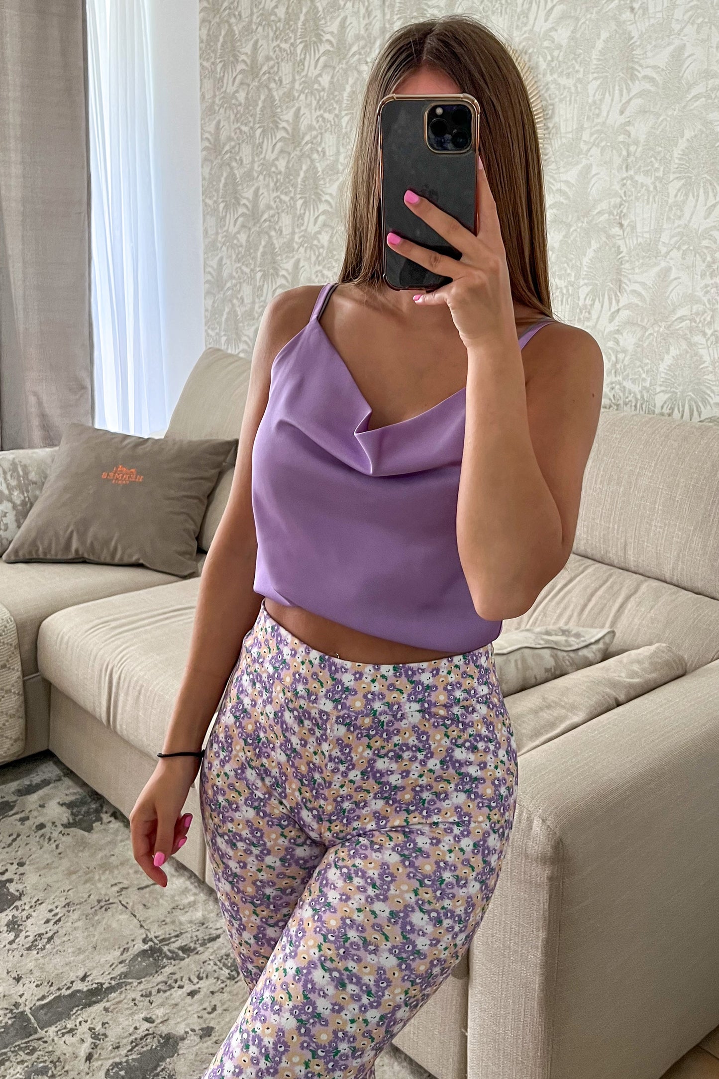 Top en SATIN lila