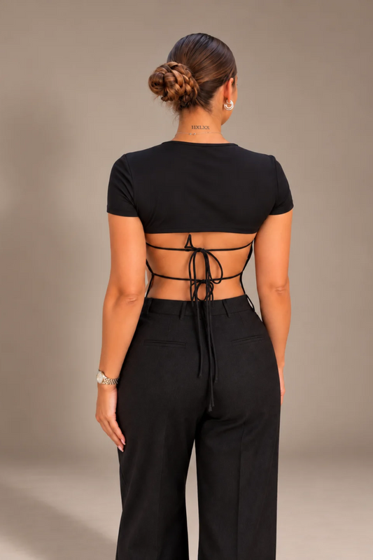 Crop t-shirt noir