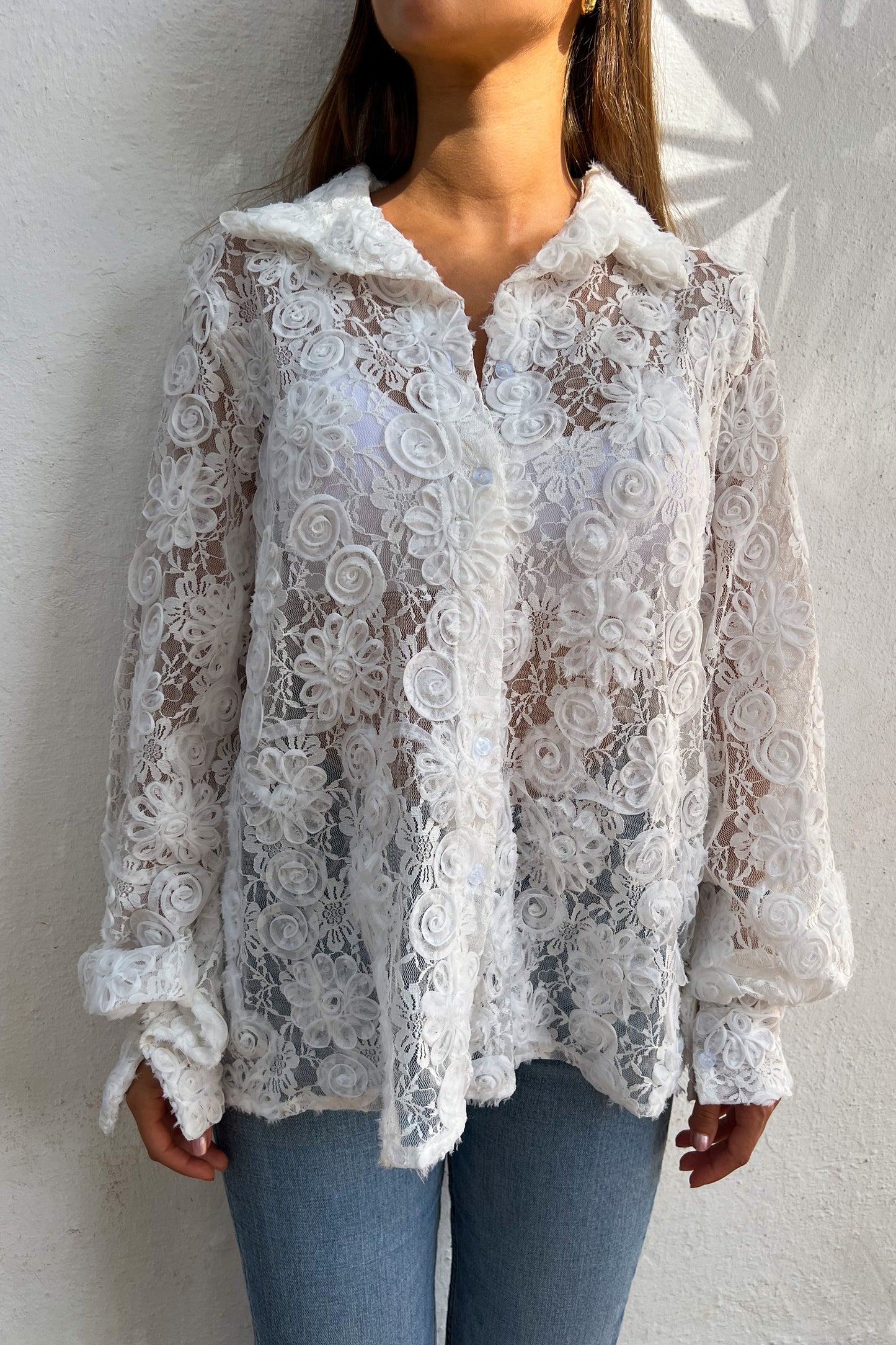 Chemise brodée blanche