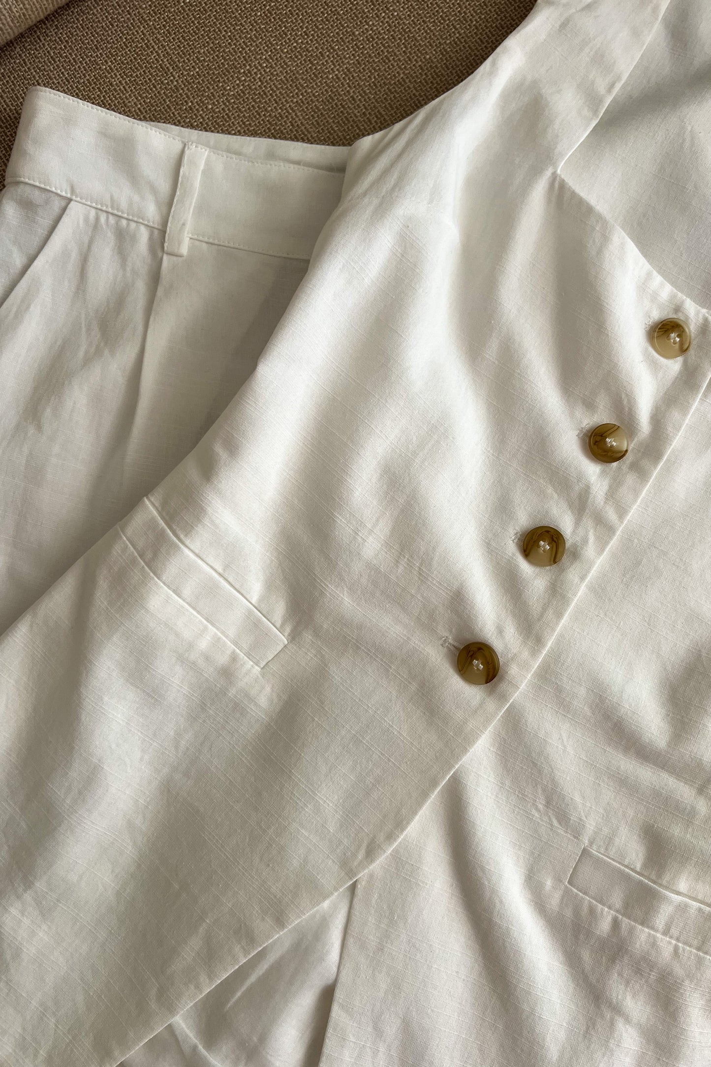 Ensemble lin/coton BLANC