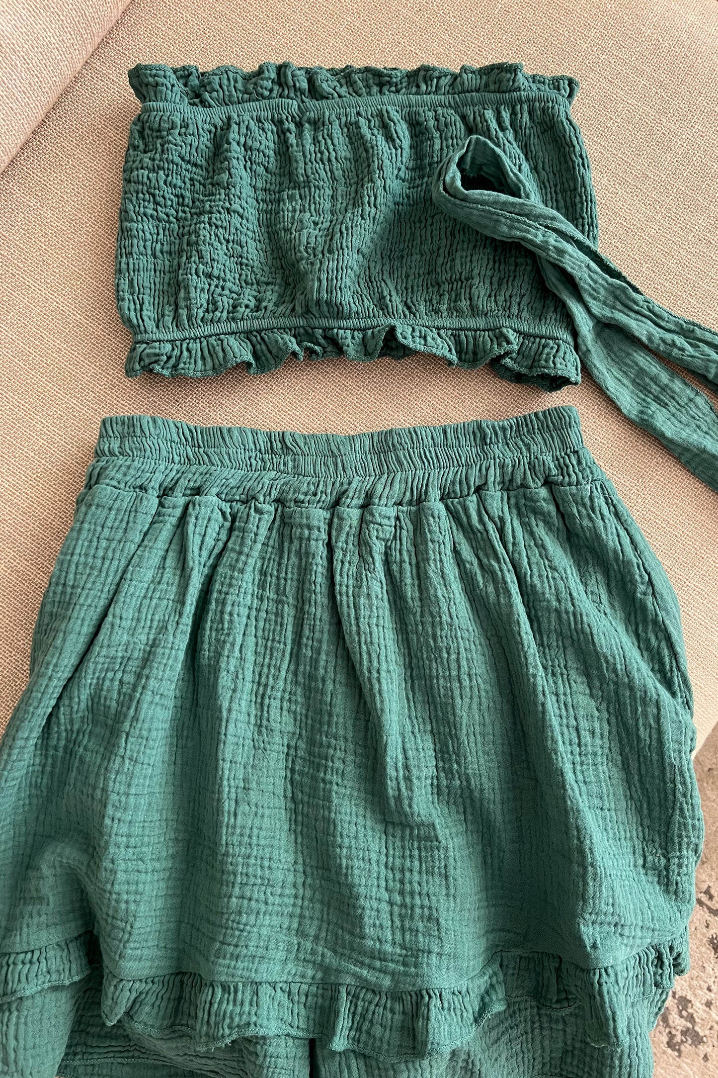 Ensemble gaze de coton TURQUOIZE