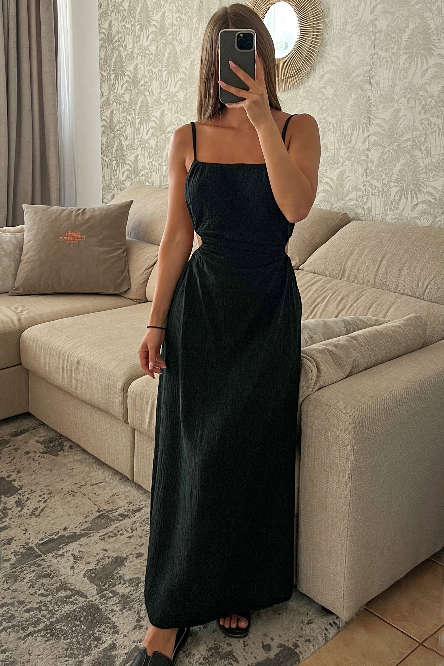 Robe gaze de coton NOIRE