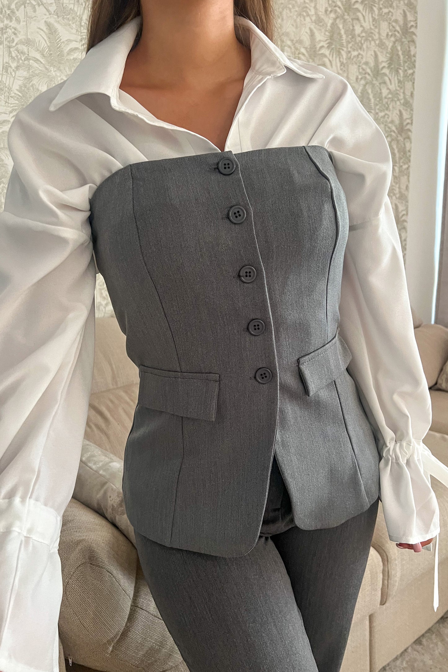 Bustier tailleur JULIETTE gris