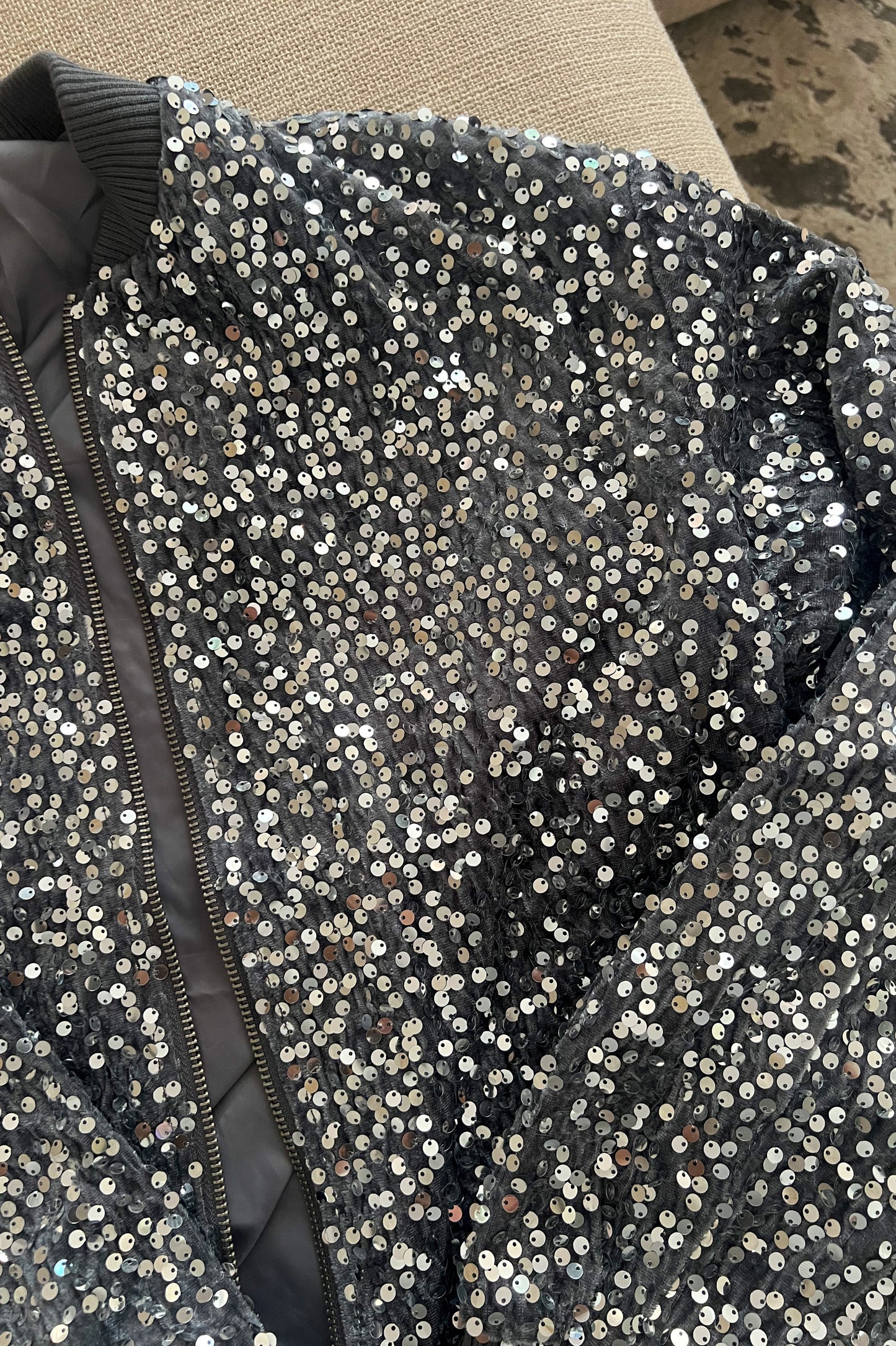 Bombers velour GLITTER gris