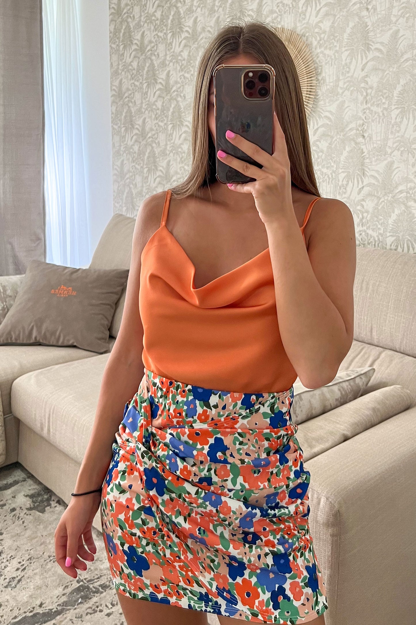 Top en SATIN orange