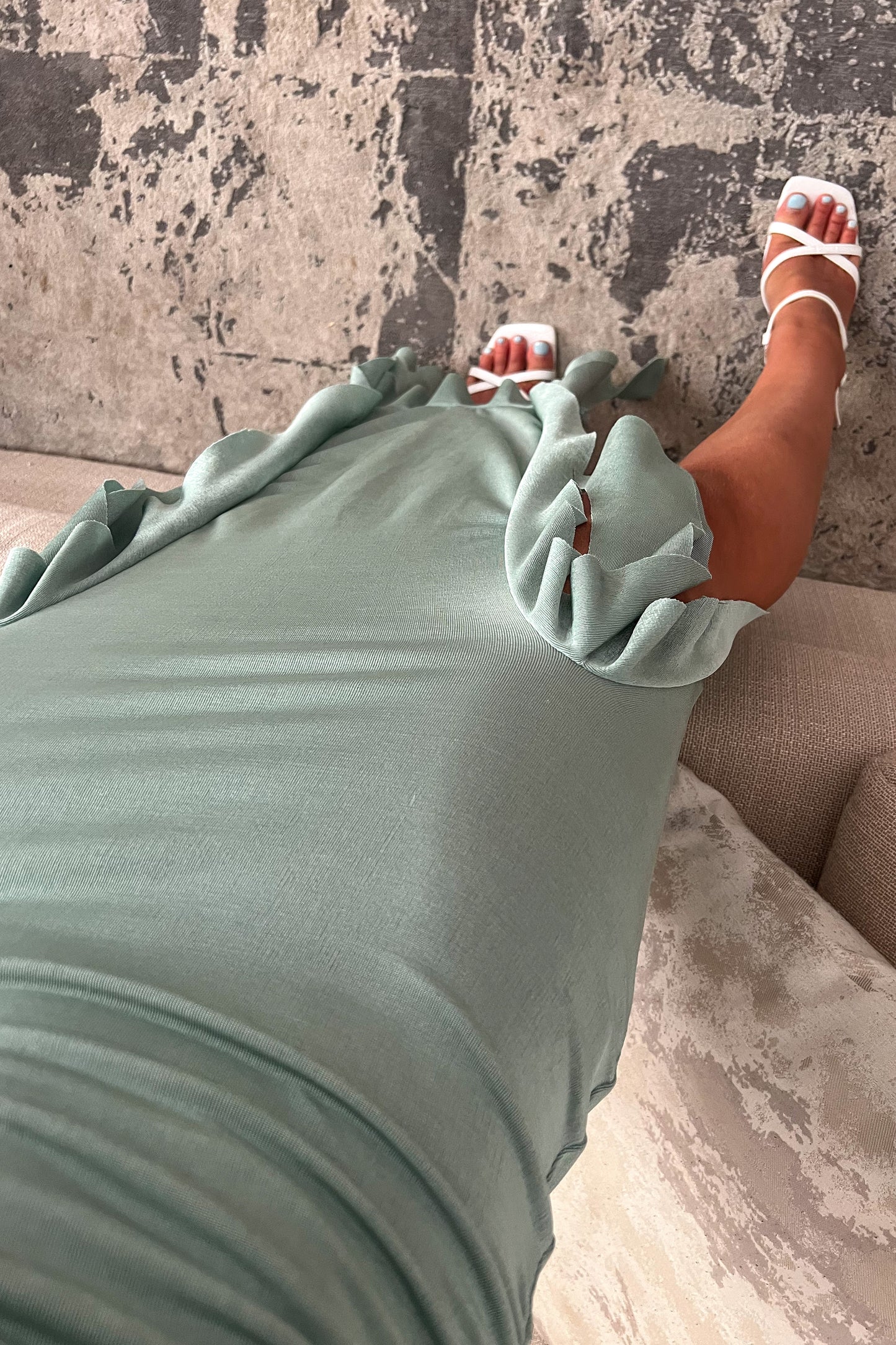 Robe VOLANTS vert menthe