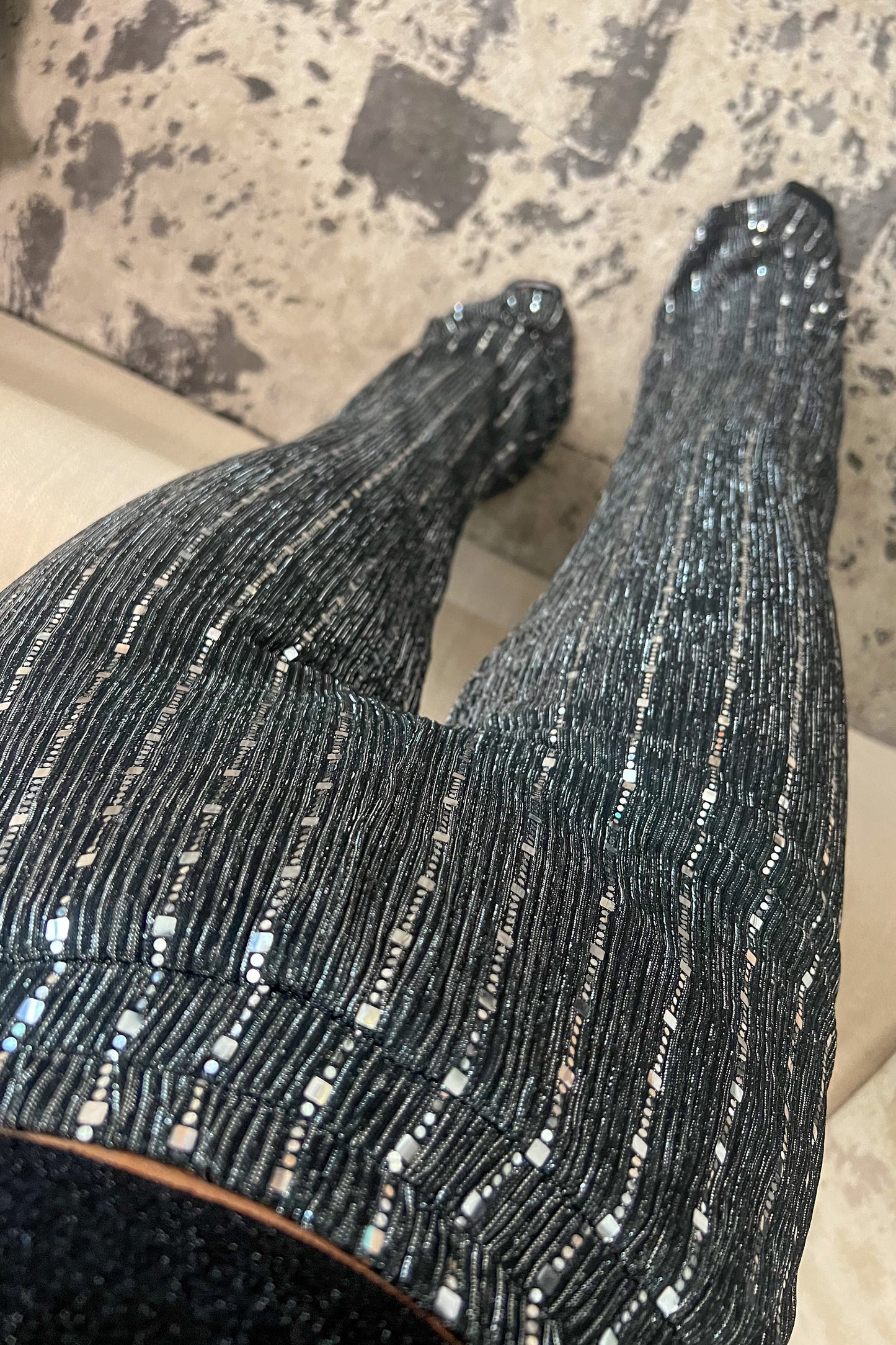 Pantalon évasé à strass
