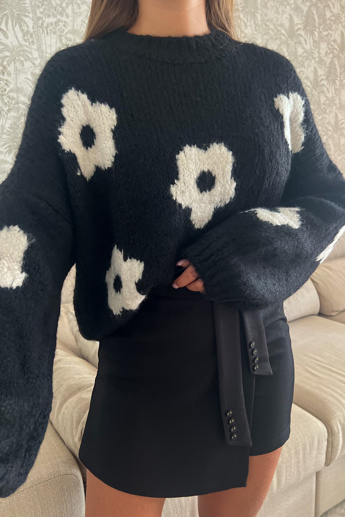 Pull FLEUR noir