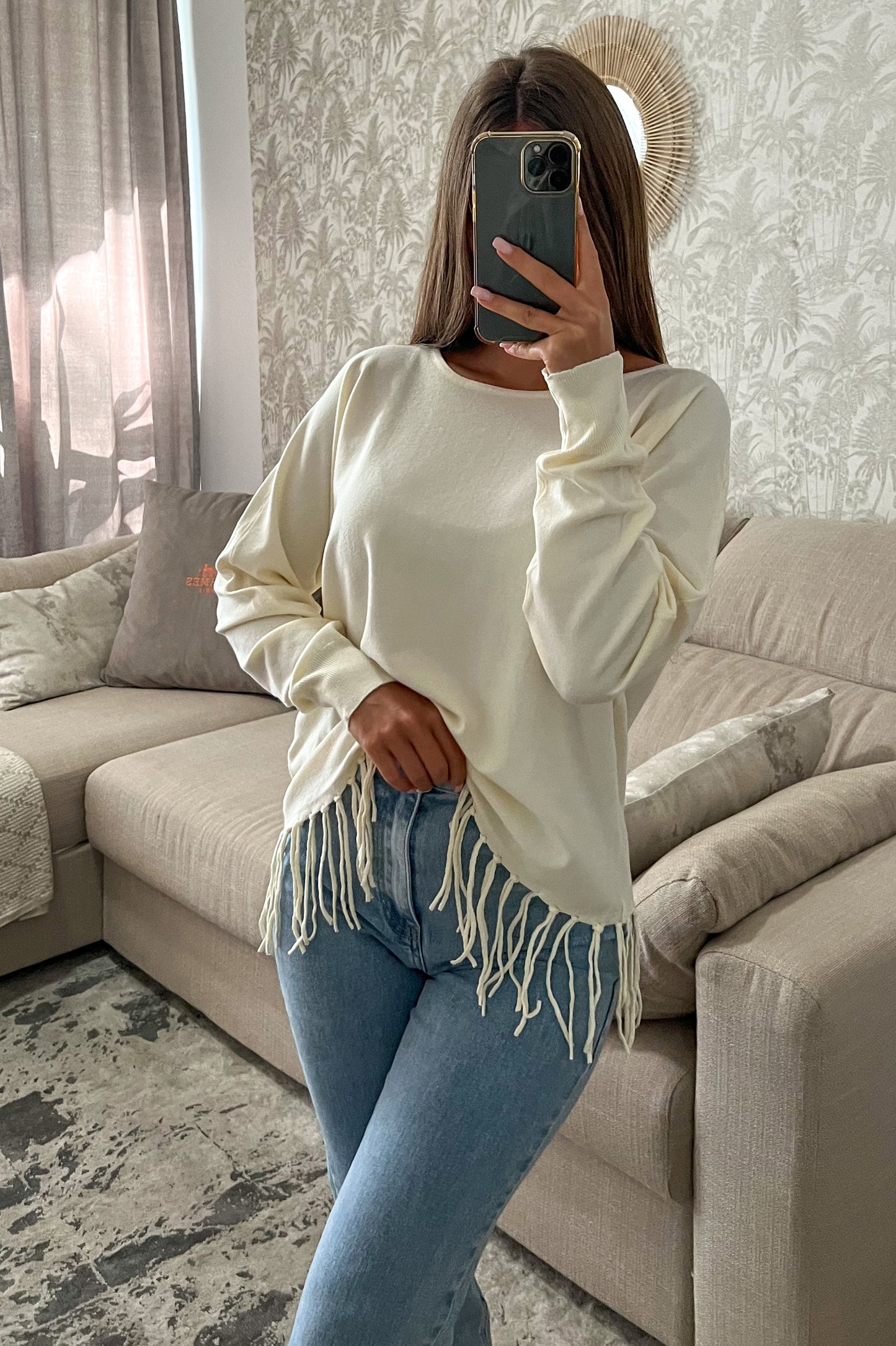 Pull FRANGES beige