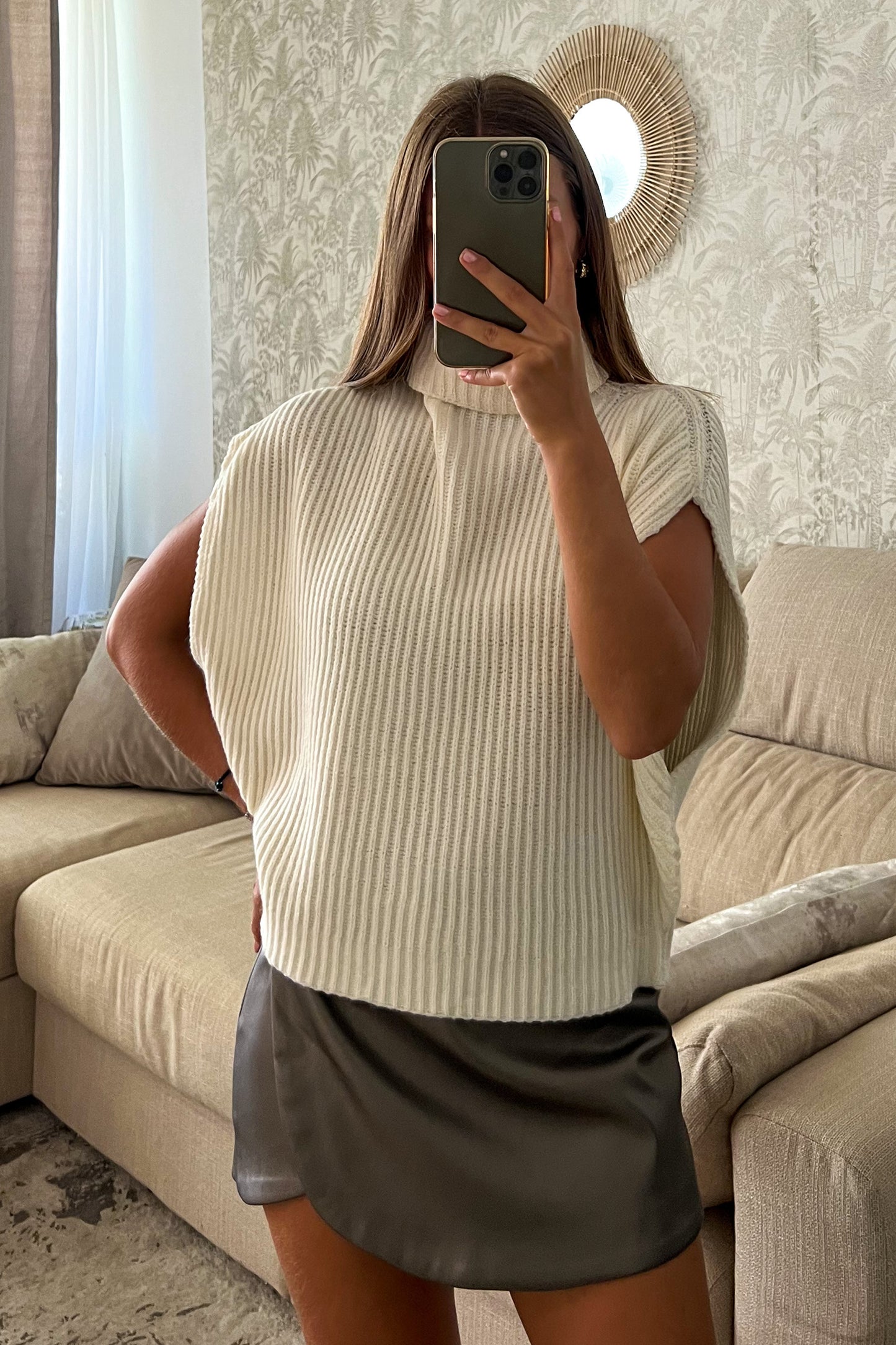 Pull sans manche BLANC CASSÉ