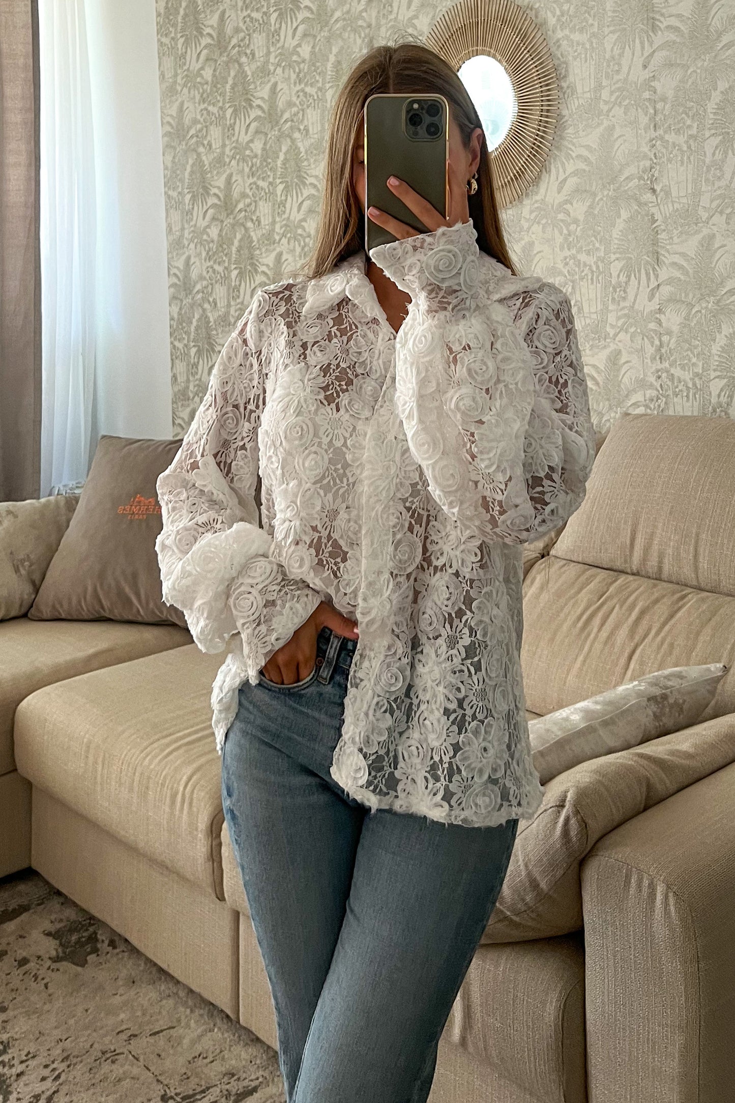 Chemise brodée blanche