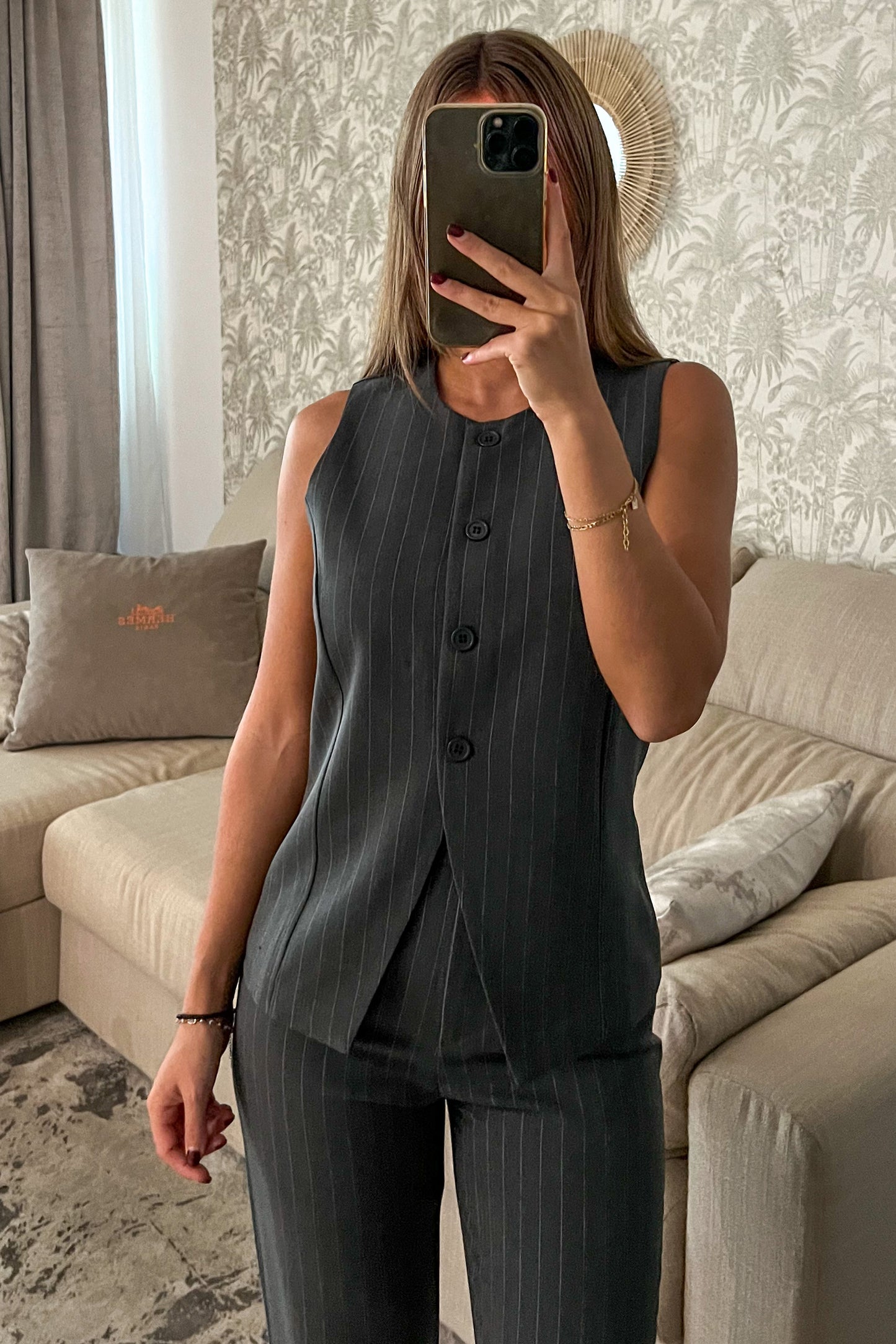 Haut gris ligné AURORE