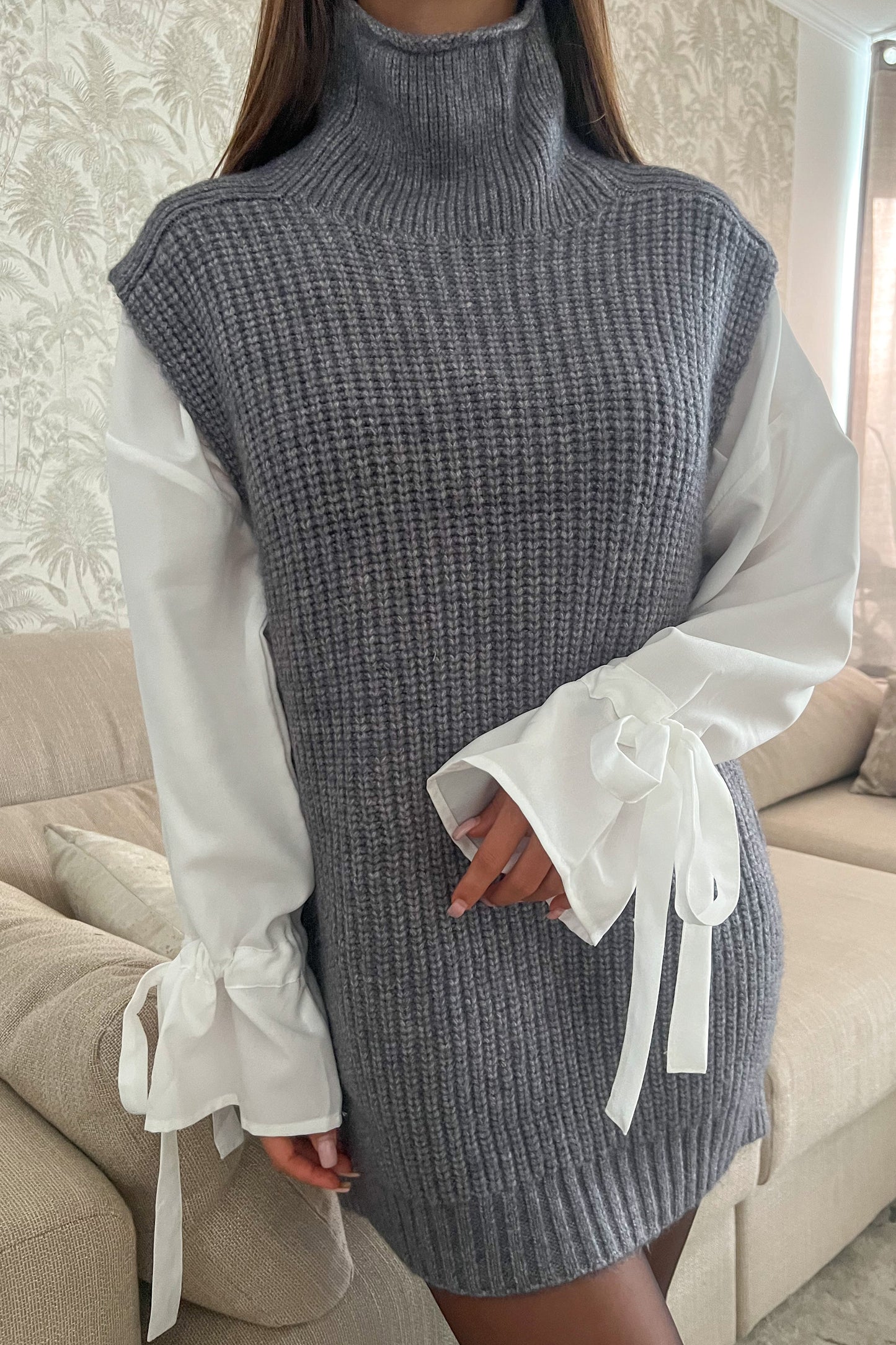 Robe pull en laine GRISE