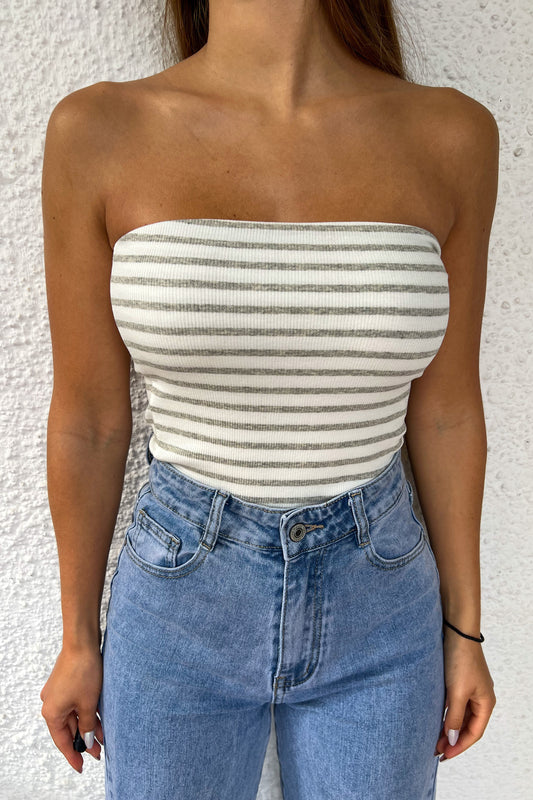 Bustier en coton ligné