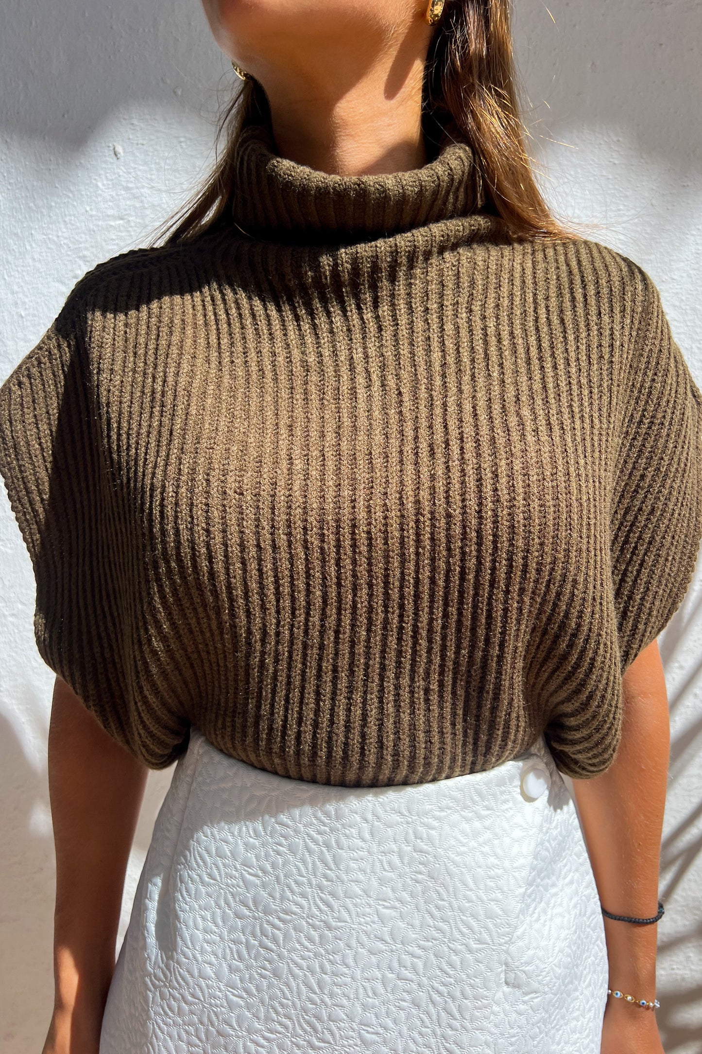 Pull sans manche KAKI foncé