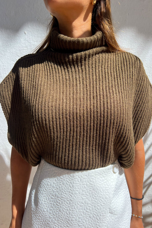 Pull sans manche KAKI foncé