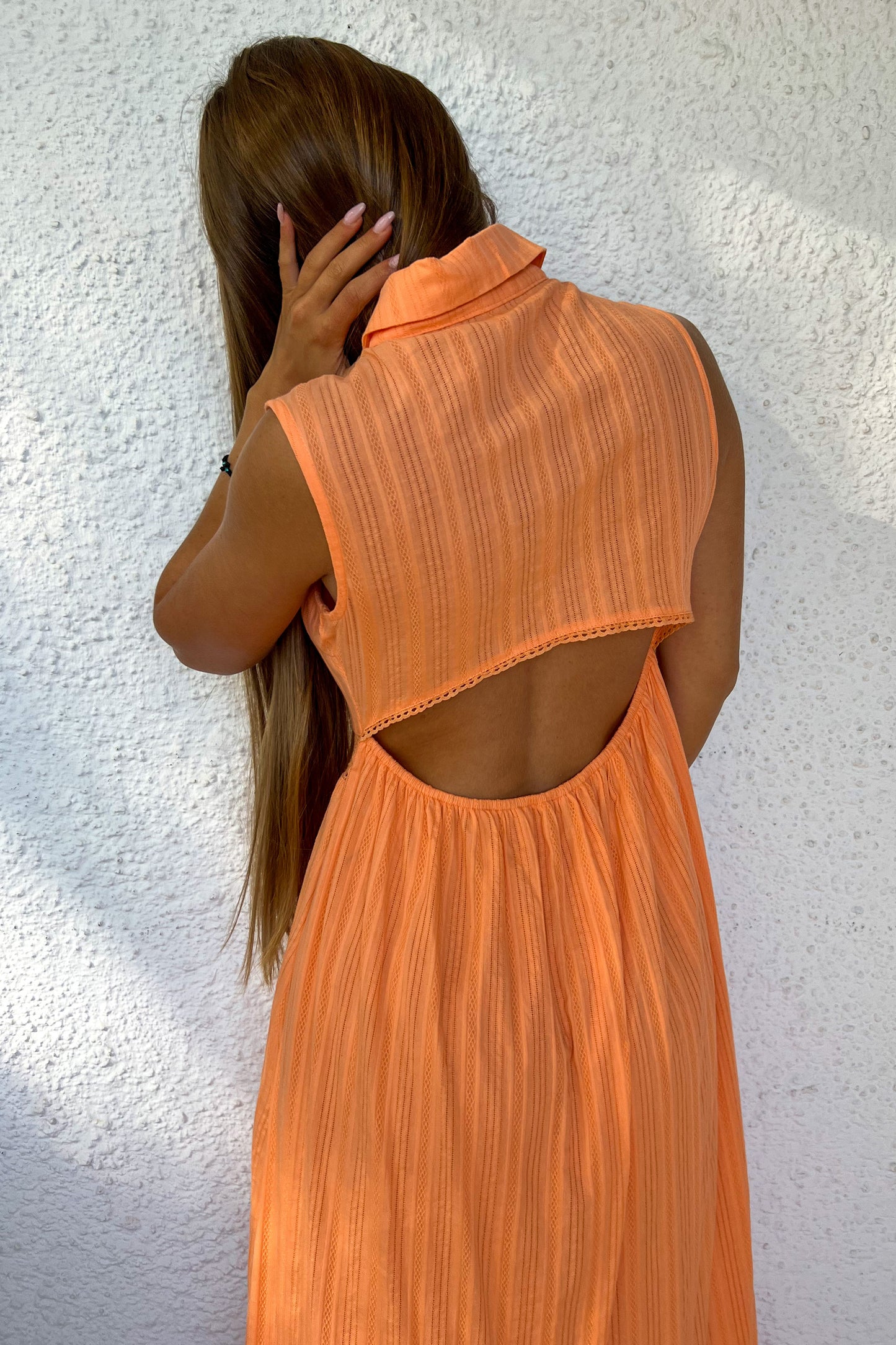 Robe chemise dos nu ORANGE