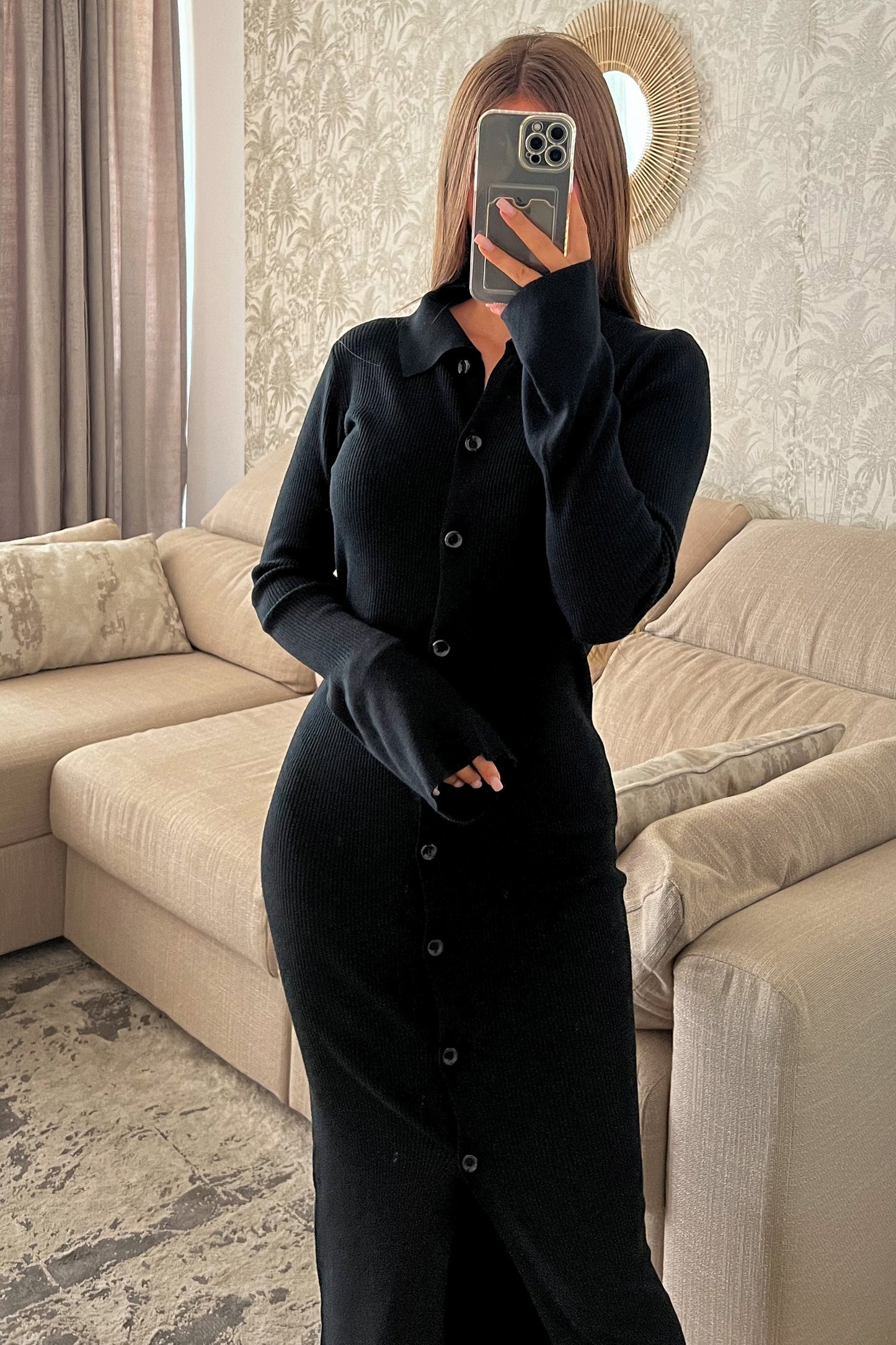 Robe longue en maille NOIRE