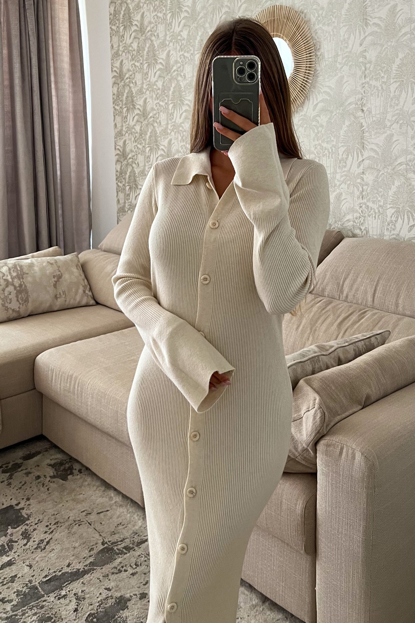 Robe longue en maille BEIGE