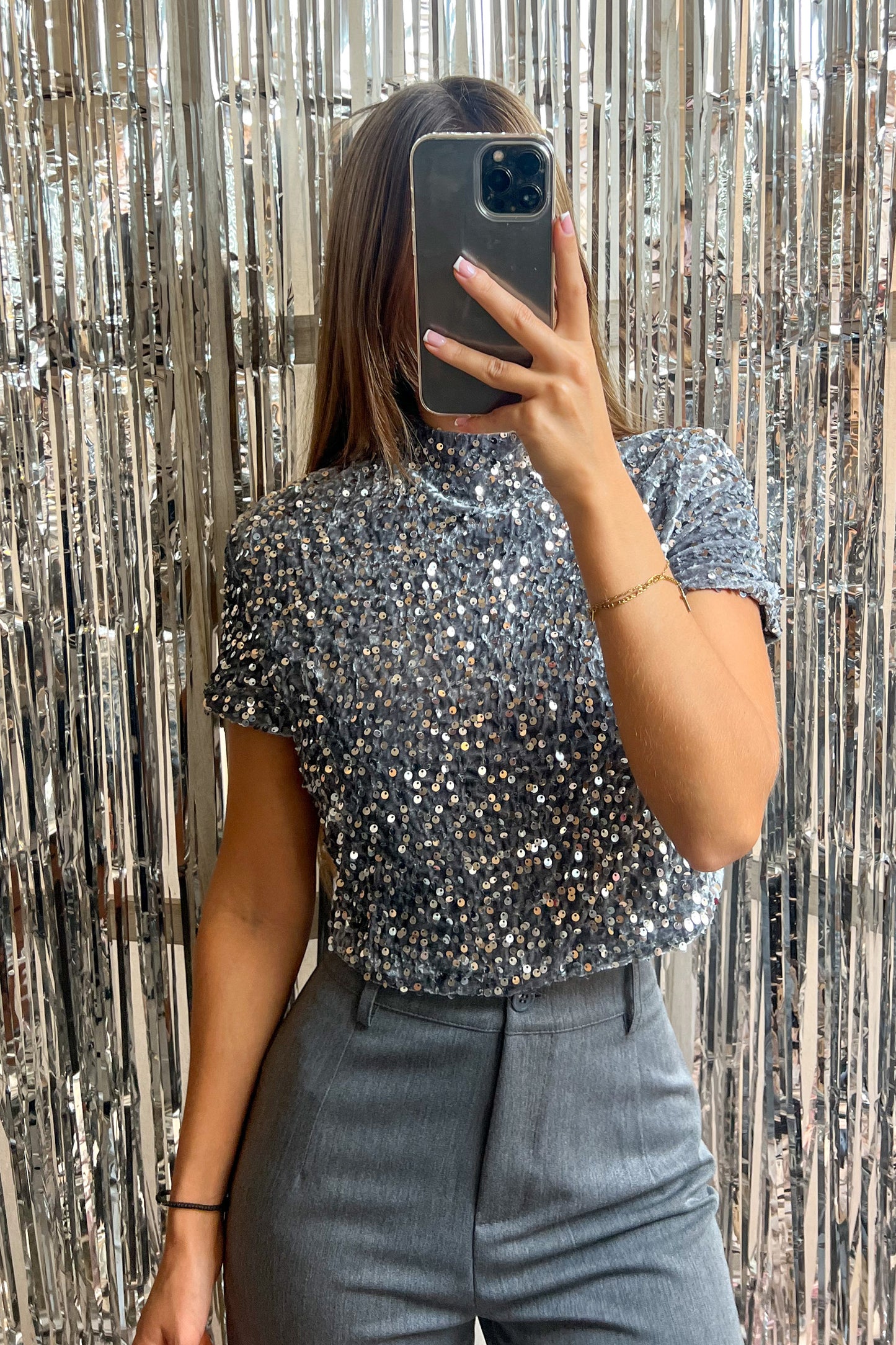 Blouse à sequins GRISE