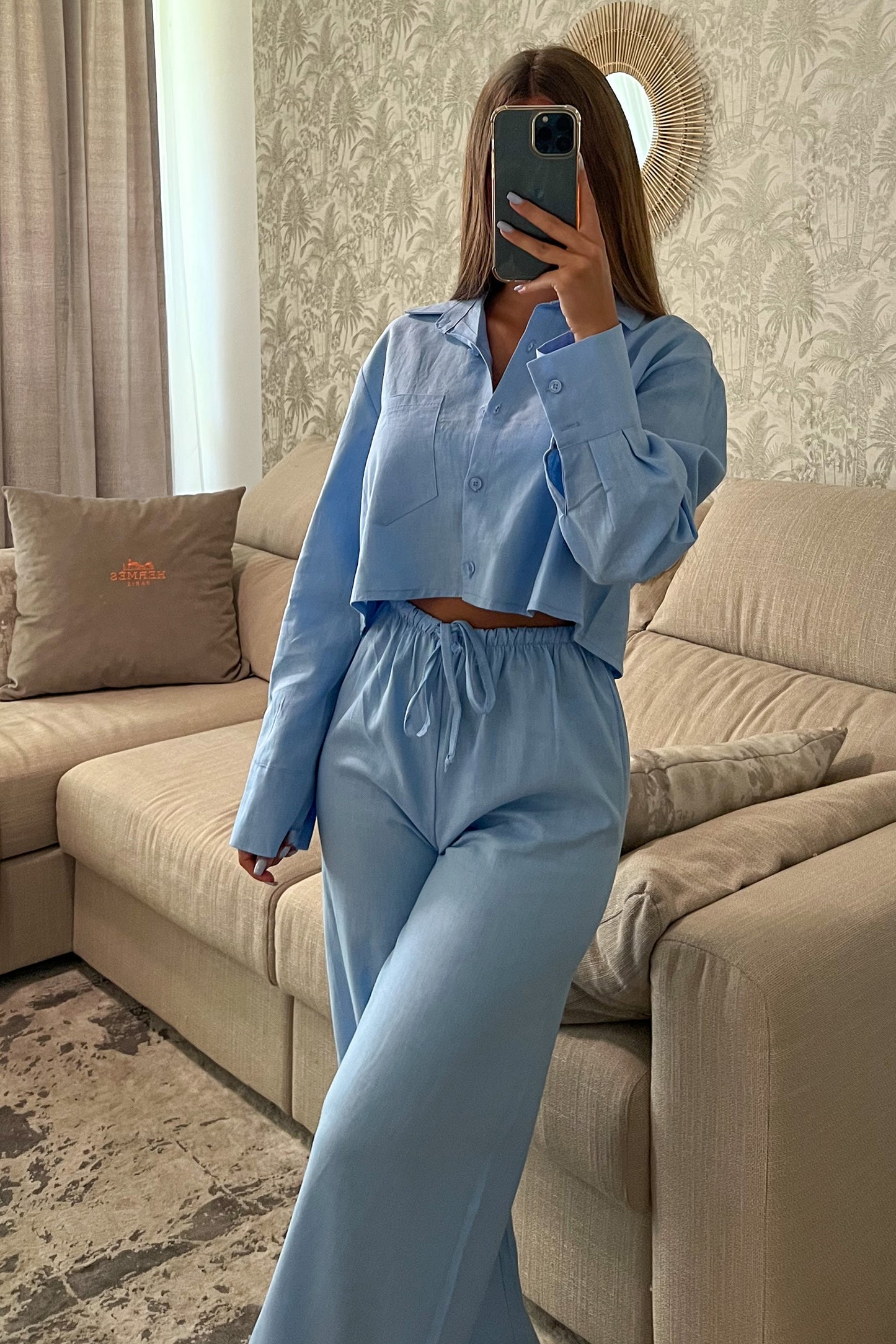 Chemise en lin BLEUE