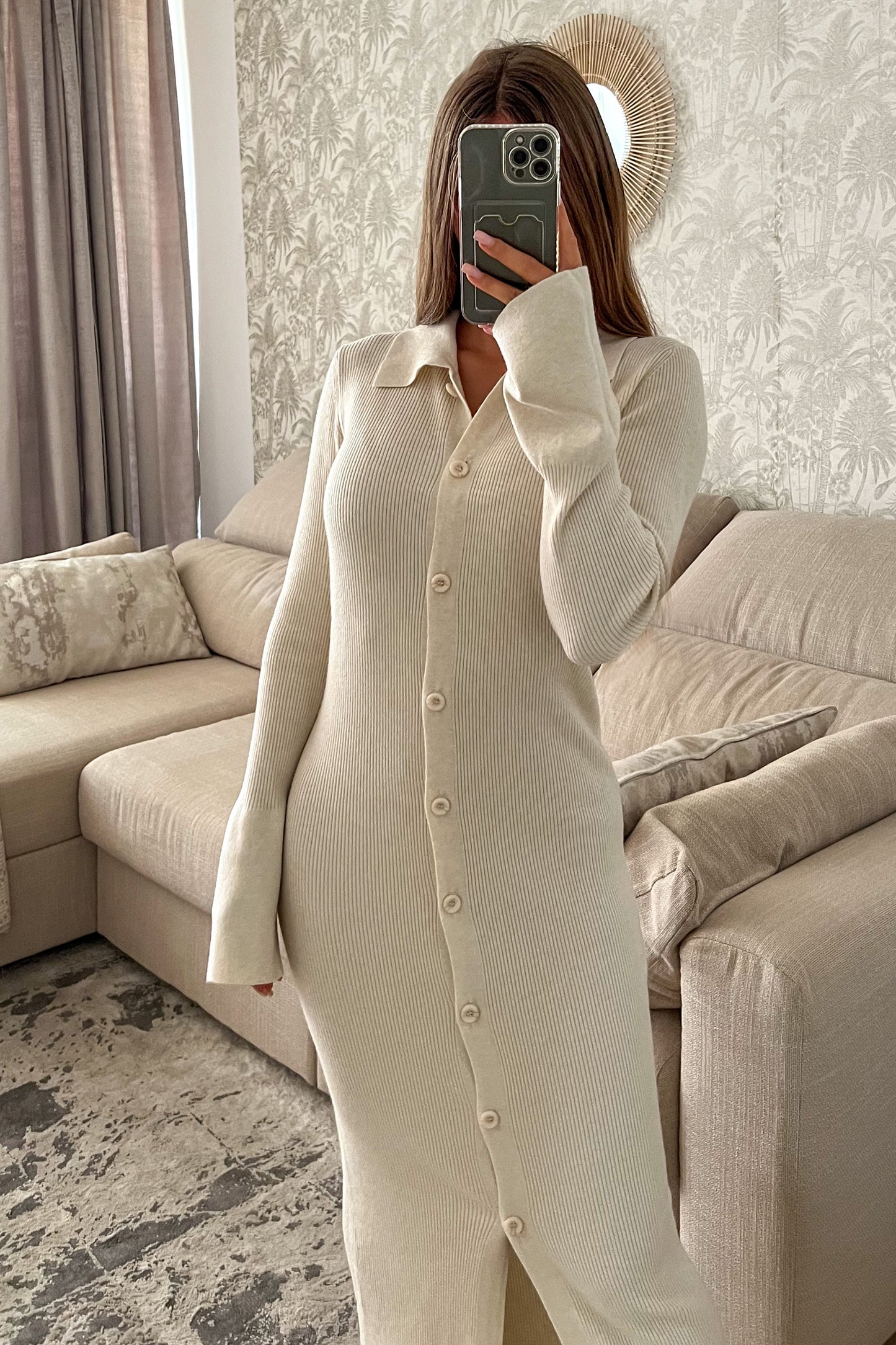Robe longue en maille BEIGE