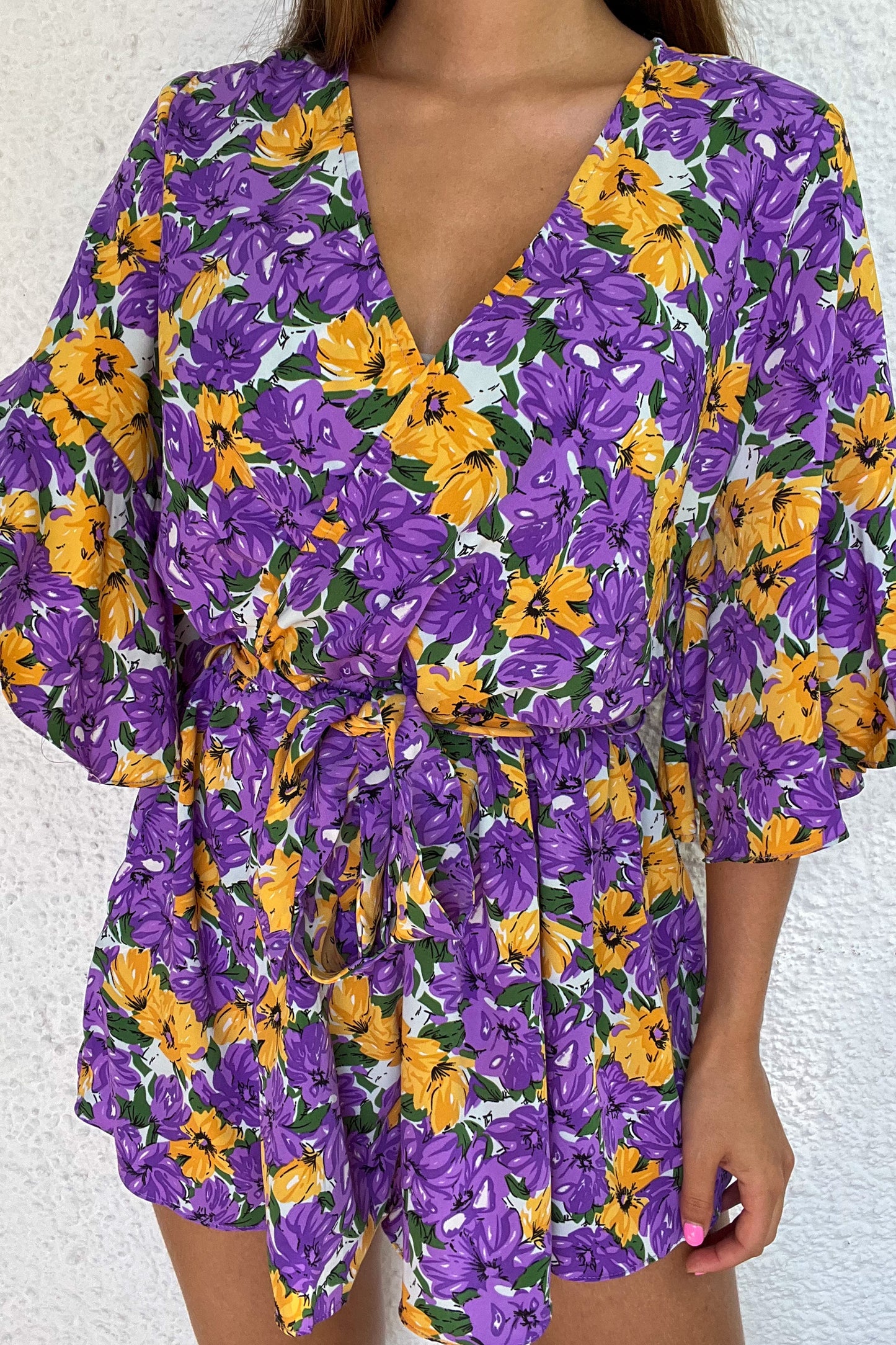 Combishort fleurie MAUVE