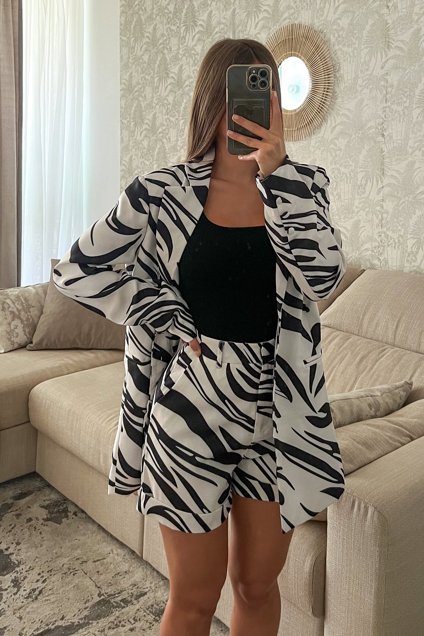 Ensemble blazer zébré NOIR