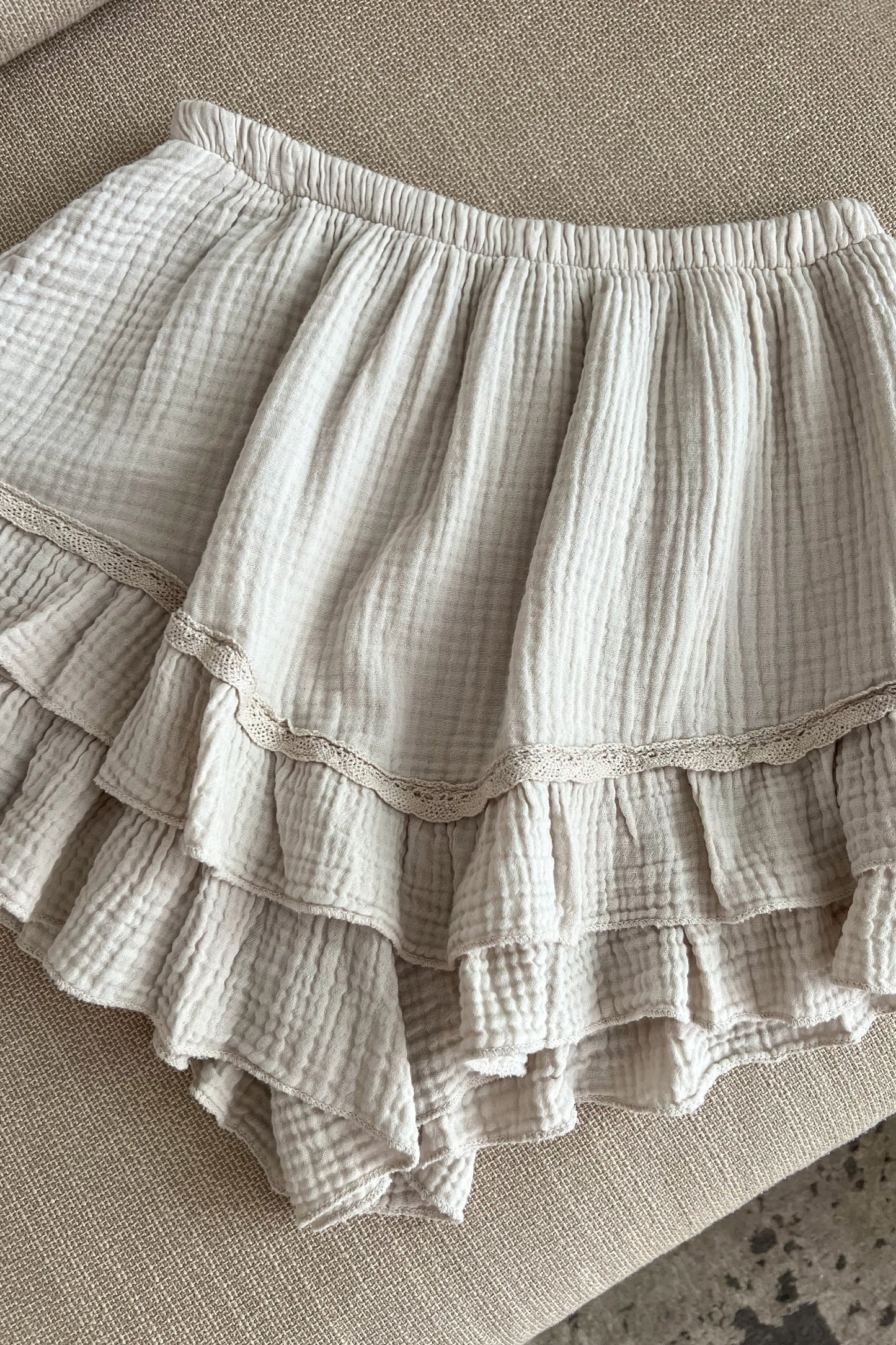 Jupe short gaze de coton BEIGE