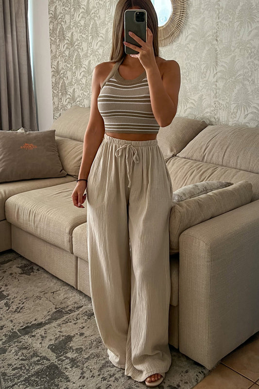 Pantalon gaze de coton BEIGE