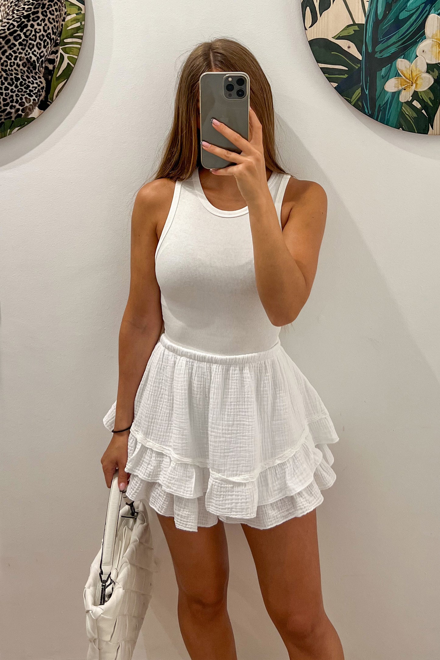 Jupe short gaze de coton BLANCHE