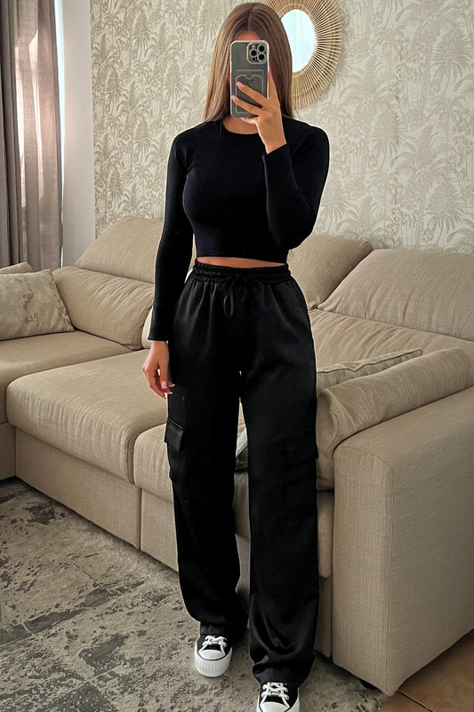 Pantalon CARGO fluide noir