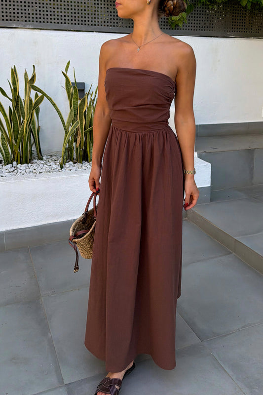 Robe coton LIA brune