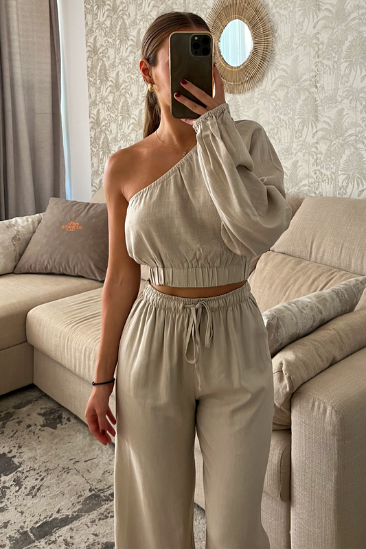 Pantalon en lin beige