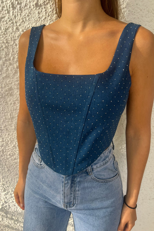 Bustier STRASS bleu
