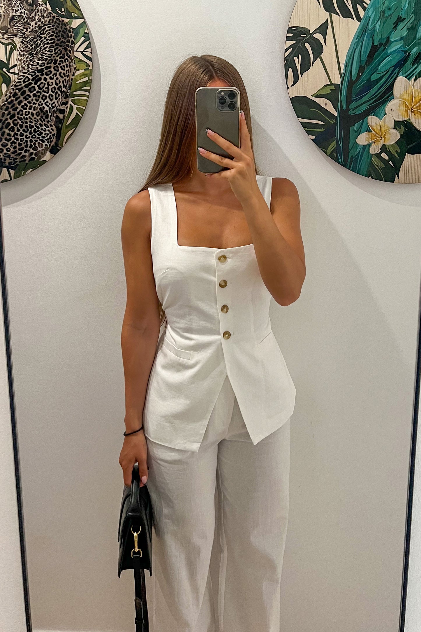 Ensemble lin/coton BLANC