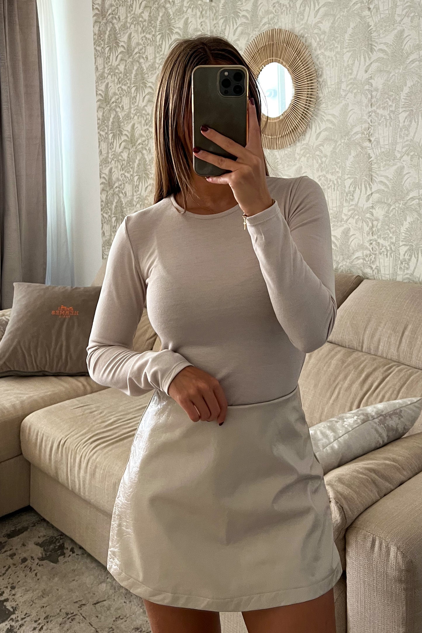 Jupe-short en simili BEIGE