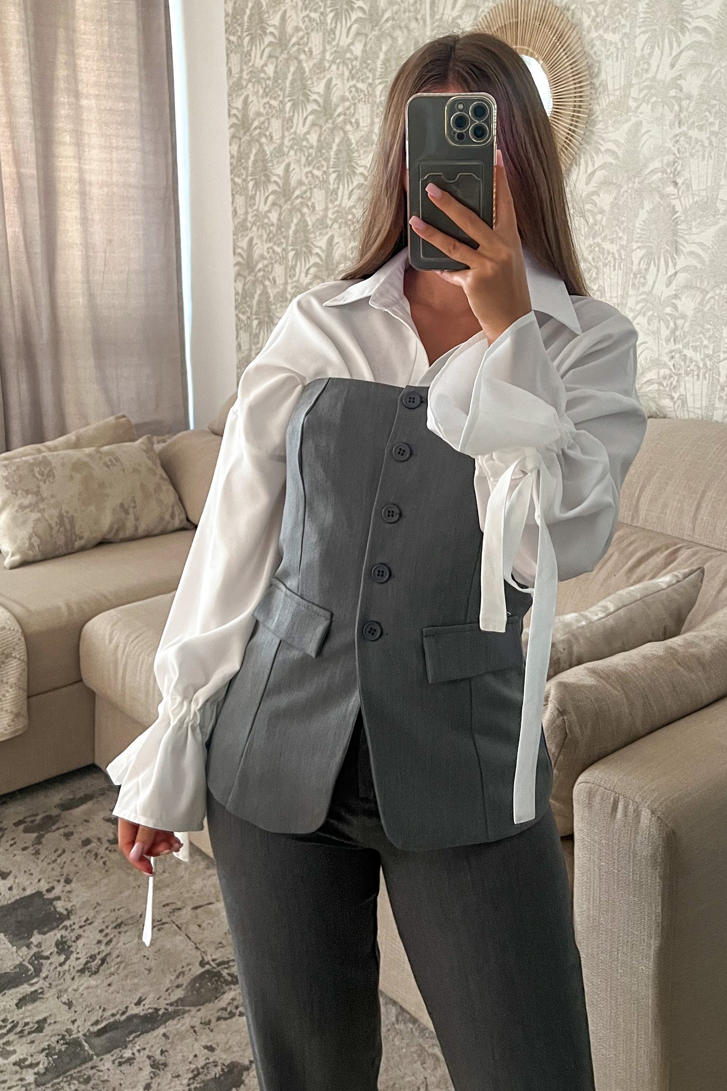 Bustier tailleur JULIETTE gris