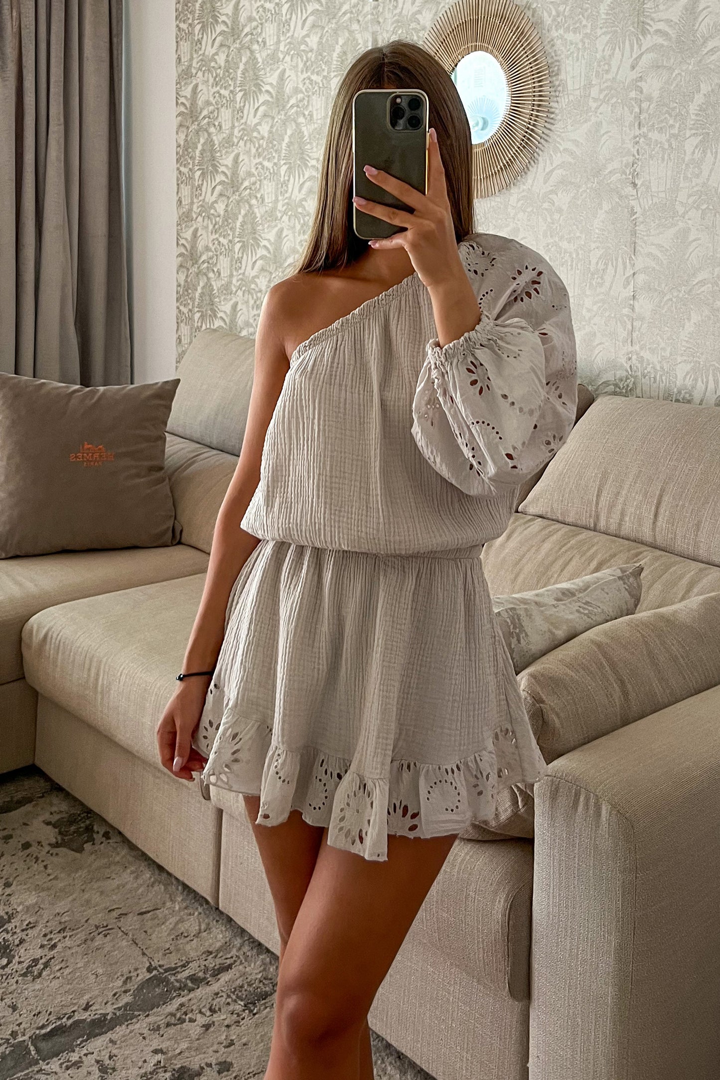 Combishort asymétrique beige