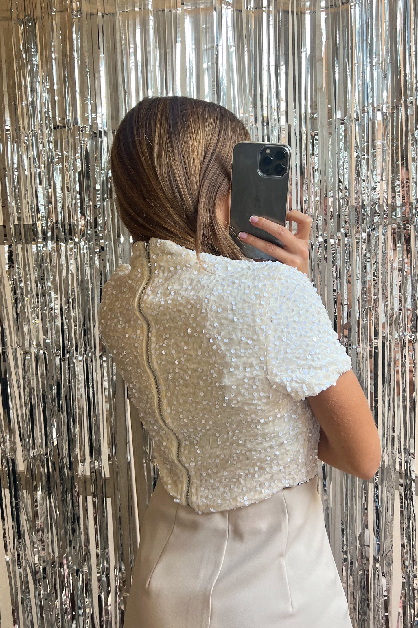 Blouse à sequins CRÈME