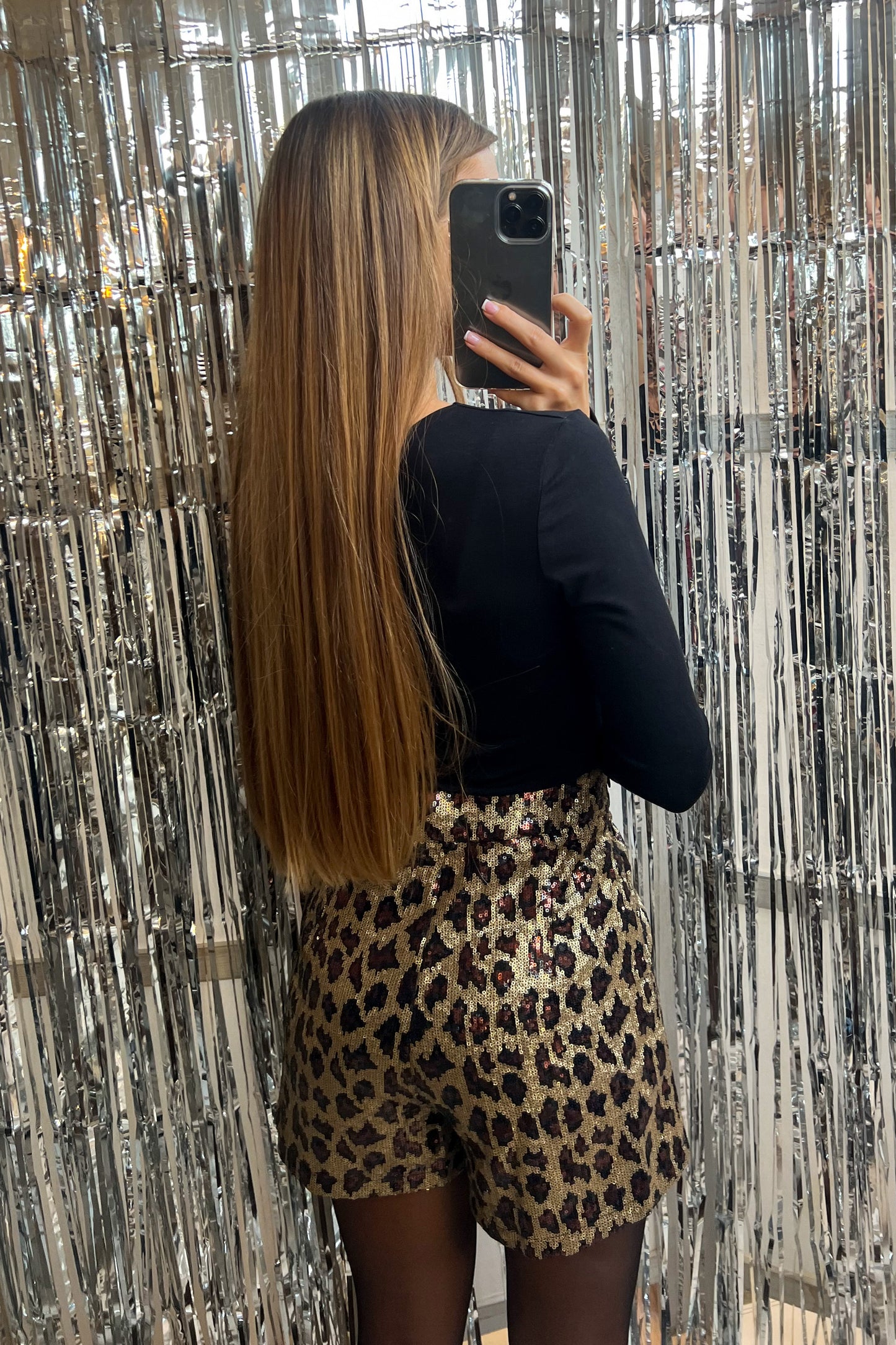 Jupe-short léopard à sequins