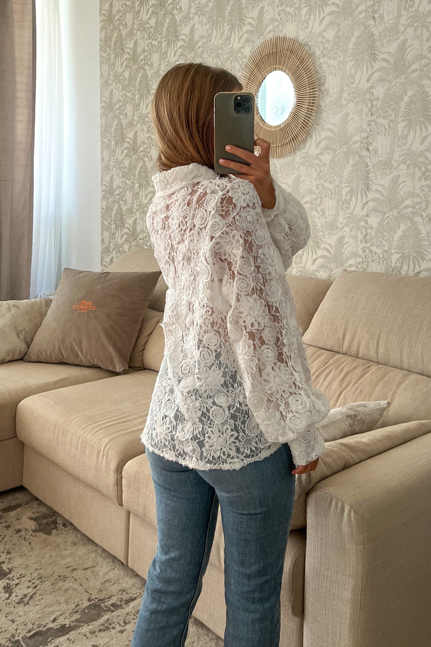 Chemise brodée blanche